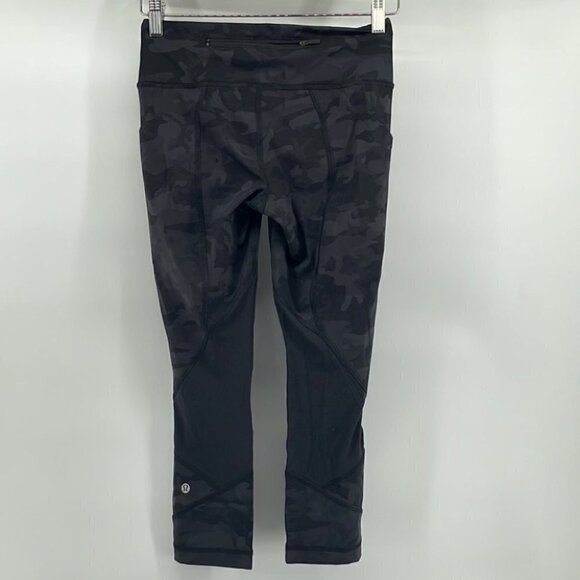 Lululemon Pace Rival Crop *22"Incognito Camo Multi Grey / Black sz 4 - Picture 6 of 10